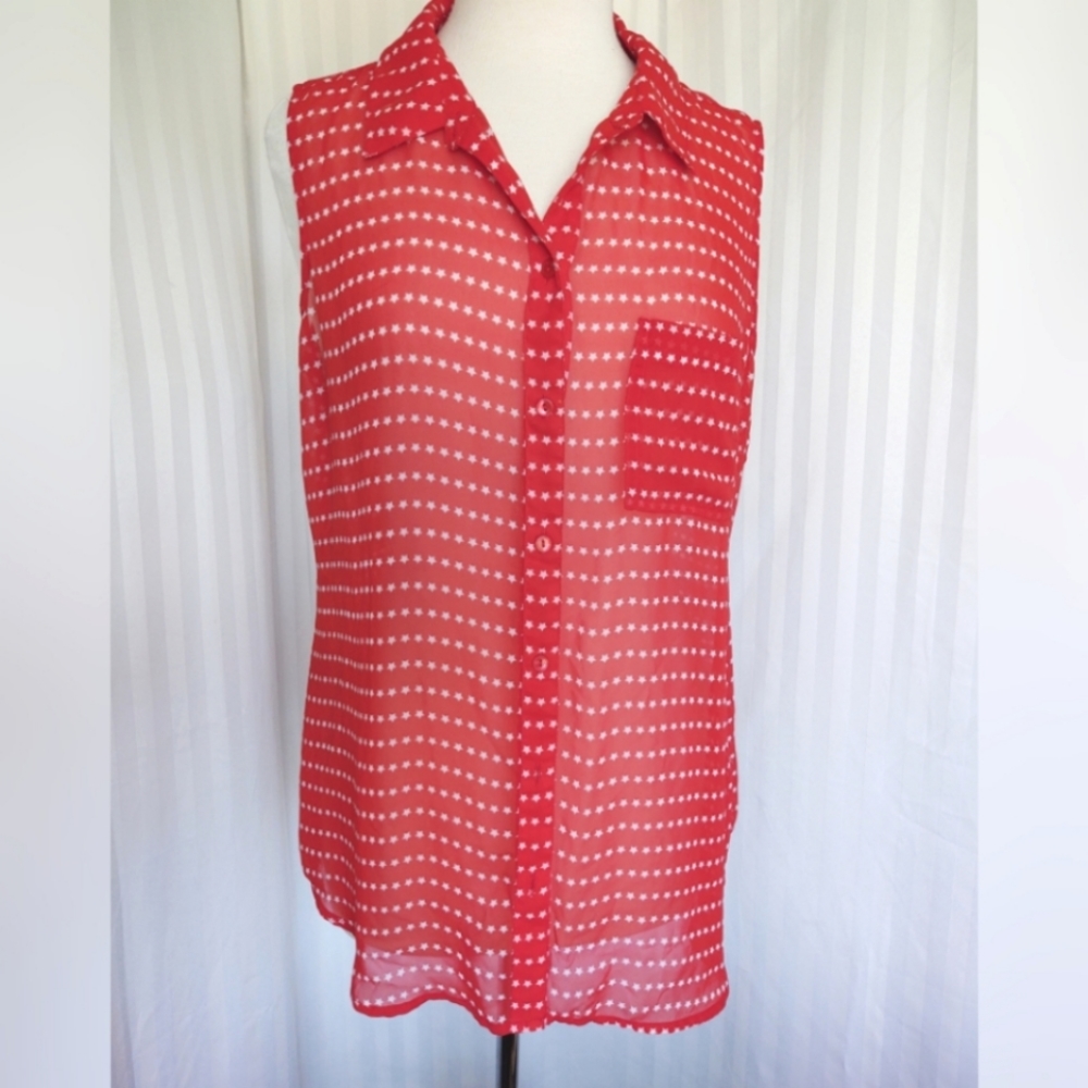Liz Claiborne semi-sheer sleeveless top. LG - Picture 1 of 5